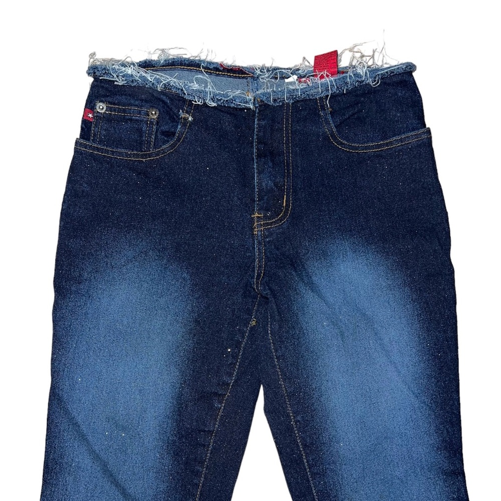 Y2K, glittery dark wash Zana Di flared jeans
